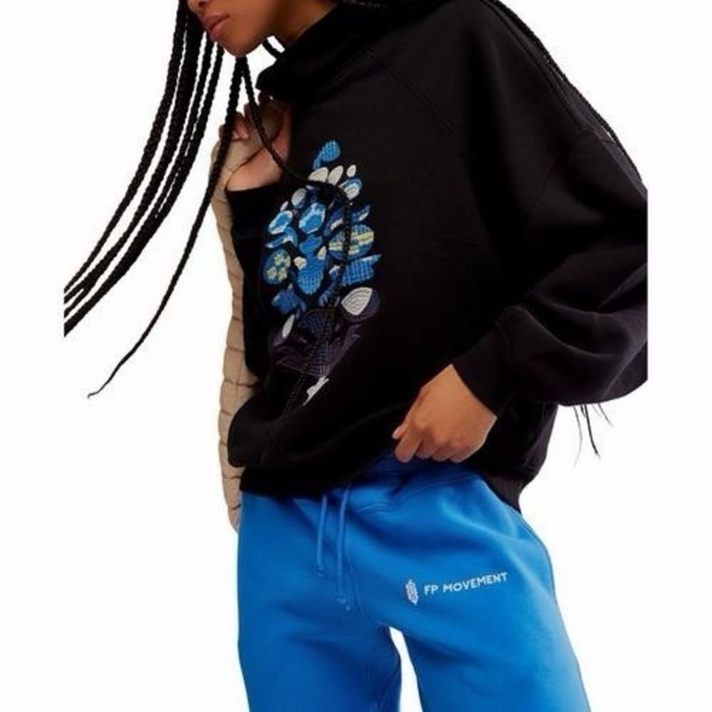 NWT Free People Movement On Your Mark Embroidered Buti French Terry Sweatshirt M